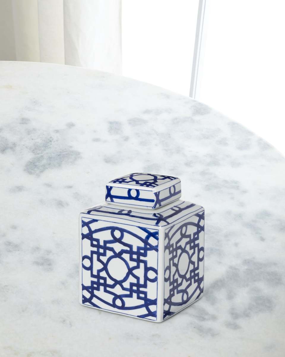 Imperial Ceramic Geometric Square Jar, Small